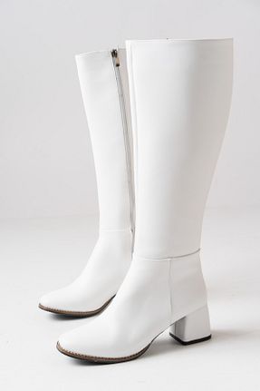چکمه سفید زنانه پاشنه متوسط (5-9 سانتی متر) RedShoes - کد 760872912