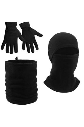 ست شال گردن و کلاه پشمی و دستکش مشکی مردانه 3 تایی AXE SPORTSWEAR - کد 758985460