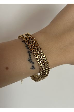 دستبند استیل طلائی زنانه فولاد ( استیل ) کد 759082318