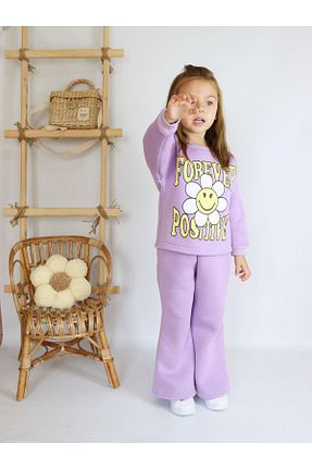 ست بالاتنه و پائین تنه بنفش بچه گانه بافت le petit sole - کد 759040854