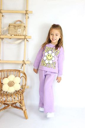 ست بالاتنه و پائین تنه بنفش بچه گانه بافت le petit sole - کد 759040854