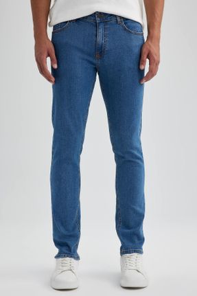 شلوار جین آبی مردانه پاچه تنگ پنبه (نخی) کد 753243324