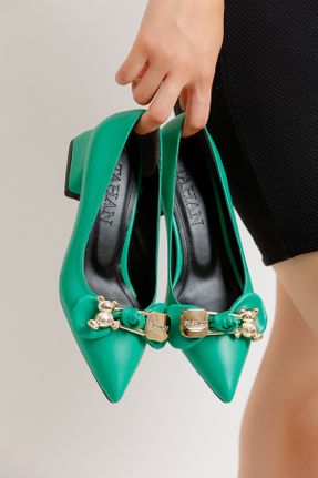 کفش پاشنه بلند کلاسیک سبز زنانه پاشنه ضخیم پاشنه کوتاه ( 4 - 1 cm ) کد 759768122