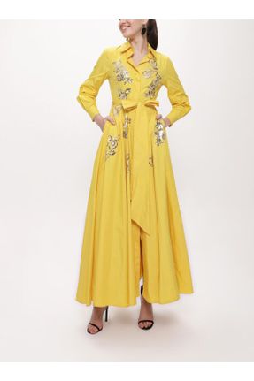 لباس زرد زنانه بافتنی پلی استر لباس پیراهنی آستین-بلند کد 759560217