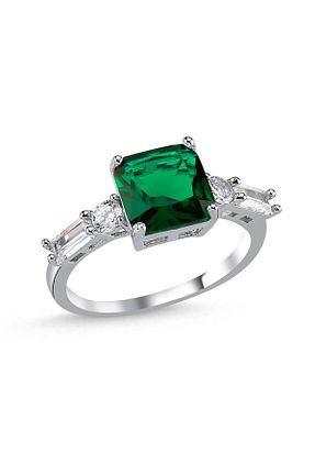 انگشتر جواهر سبز زنانه زیرکن Merano Design - کد 759668892