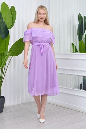 لباس بنفش زنانه بافتنی XXL BUTİK - کد 759761656