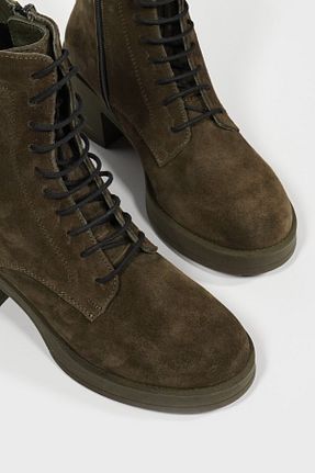 بوت / نیم بوت سبز زنانه چرم خالص TUNAELLİ - کد 759782849