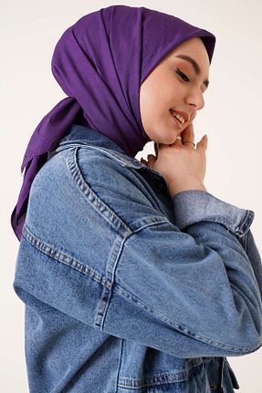 روسری بنفش پنبه پلی استر nuray taş - کد 749174500