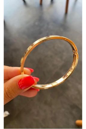 دستبند استیل طلائی زنانه فولاد ( استیل ) کد 760675090