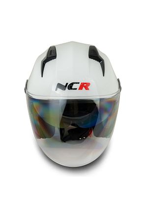 کلاه ایمنی موتور سواری سفید چانه بازشو NCR - کد 262761167
