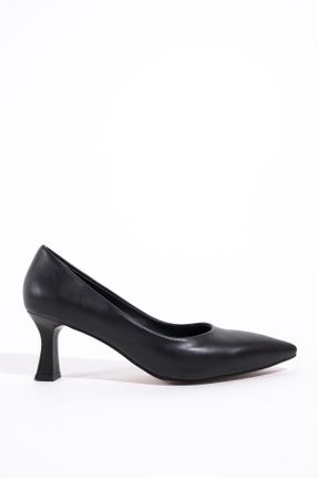 کفش مجلسی مشکی زنانه پاشنه متوسط ( 5 - 9 cm ) پاشنه نازک چرم مصنوعی کد 218263958