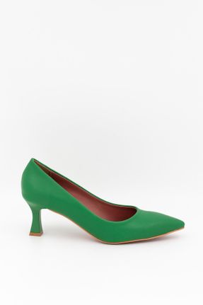 کفش مجلسی سبز زنانه پاشنه نازک پاشنه متوسط ( 5 - 9 cm ) چرم مصنوعی کد 346736609