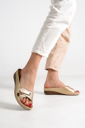 دمپائی طلائی زنانه چرم مصنوعی Capone Outfitters - کد 43793404