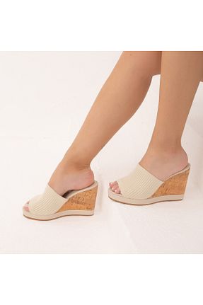 دمپائی بژ زنانه پاشنه متوسط ( 5 - 9 cm ) پاشنه پر کد 277062535