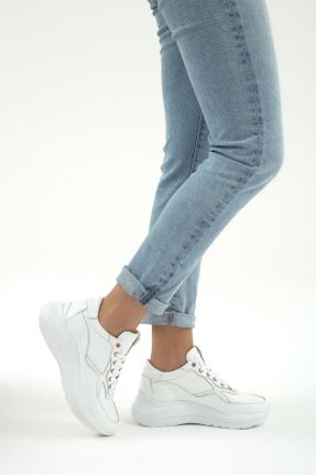 کفش اسنیکر سفید زنانه چرم طبیعی چرم طبیعی کد 330112520
