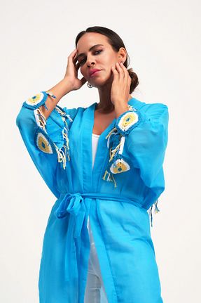 کیمونو و کافتان فیروزه ای زنانه %100 پنبه Marever Fashion - کد 272822191
