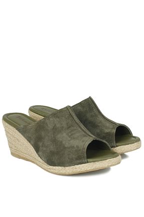 دمپائی خاکی زنانه چرم خالص Fitbas - کد 6482570
