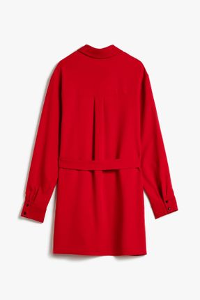 لباس قرمز زنانه بافتنی لباس پیراهنی آستین-بلند کد 754519905