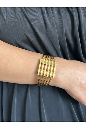 دستبند استیل (فولاد) طلائی زنانه استیل (فولاد) BKY - کد 758997303