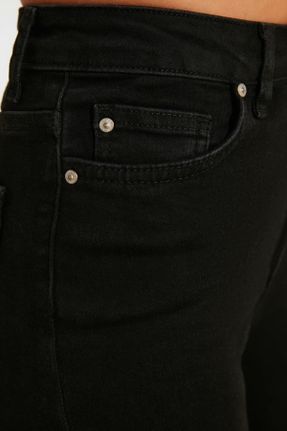 شلوار جین مشکی زنانه پاچه تنگ فاق بلند جین ساده کد 759514664