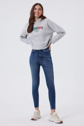 شلوار جین آبی زنانه پاچه لوله ای فاق بلند جین اسلیم استاندارد کد 759032917