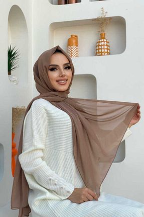 شال قهوه ای زنانه شیفون Bym Fashion - کد 759138278