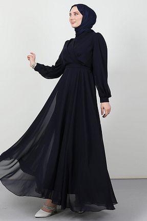 لباس حجاب سرمه ای زنانه اورسایز Giza Giyim - کد 759381920
