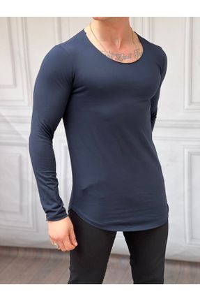 تی شرت سرمه ای مردانه یقه گشاد اسلیم فیت 25 - 50 پوشاک ورزشی کد 669167115