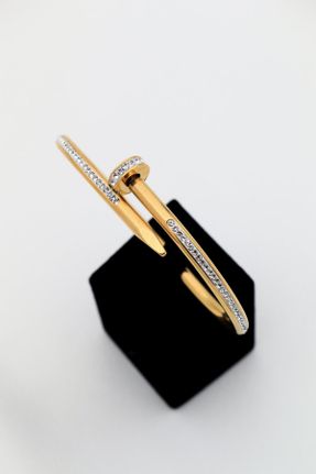 دستبند استیل طلائی زنانه فولاد ( استیل ) کد 261599494