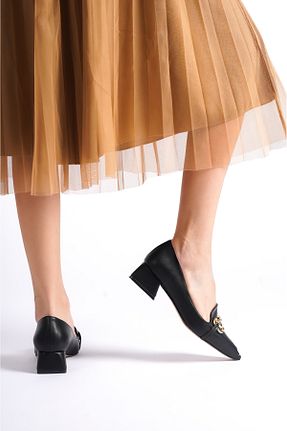 کفش پاشنه بلند کلاسیک مشکی زنانه چرم مصنوعی Moda Değirmeni - کد 759330643