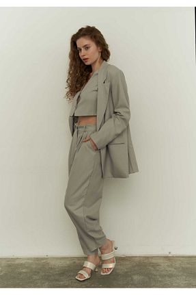 ست بالاتنه و پائین تنه طوسی زنانه بافتنی MAİ COLLECTİON - کد 349968845