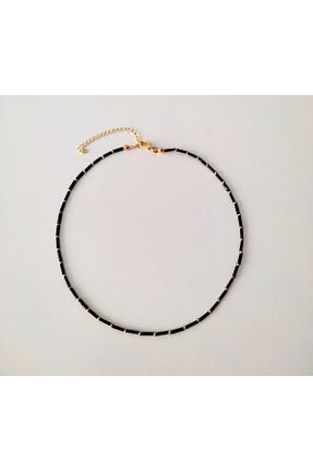 گردنبند جواهر مشکی زنانه روکش طلا HALHALMILL - کد 353496014