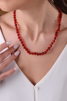 گردنبند جواهر قرمز زنانه سنگی کد 259417517