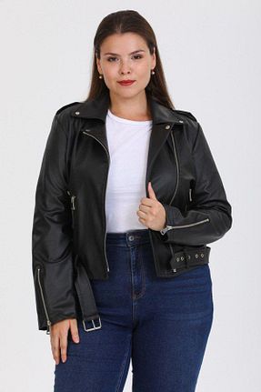 کت سایز بزرگ مشکی زنانه پارچه Feytekstil - کد 760237975