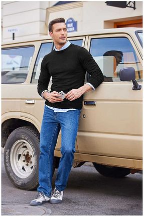 پلیور مشکی مردانه ساده youknitwear you - کد 760479610