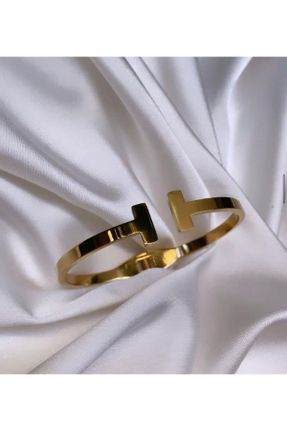دستبند استیل طلائی زنانه فولاد ( استیل ) کد 760790426