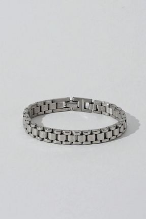 دستبند استیل (فولاد) طوسی مردانه استیل ضد زنگ Bluem - کد 760043517
