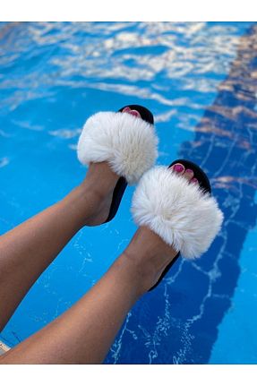 دمپائی سفید زنانه پاشنه تخت adasushoes - کد 353791007