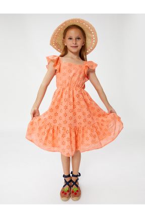 لباس نارنجی بچه گانه بافتنی پنبه - پلی استر رگولار آستین-کوتاه کد 686001597