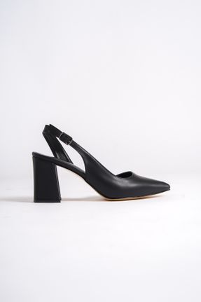 کفش مجلسی مشکی زنانه پاشنه نازک پاشنه متوسط ( 5 - 9 cm ) چرم مصنوعی کد 130513463