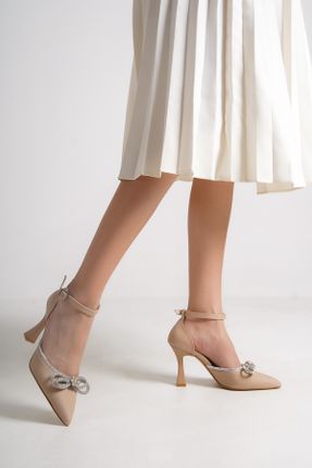 کفش مجلسی بژ زنانه پاشنه نازک پاشنه متوسط ( 5 - 9 cm ) چرم مصنوعی کد 304071517