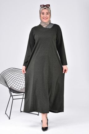 لباس خاکی زنانه بافتنی سایز بزرگ مخلوط ویسکون کد 161745152