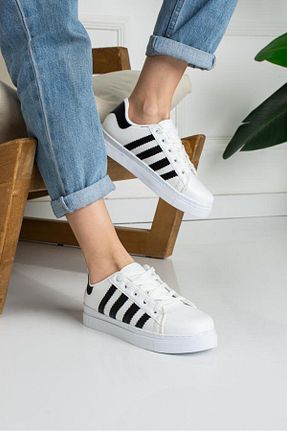 کفش اسنیکر سفید زنانه بند دار galya shoes - کد 462195567