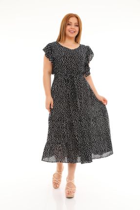 لباس سایز بزرگ مشکی زنانه سایز بزرگ بافتنی پنبه (نخی) کد 106851920