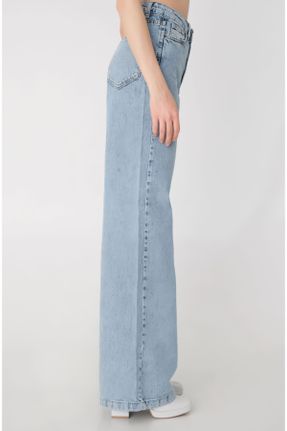 شلوار جین آبی زنانه پاچه گشاد فاق بلند کارگو کد 463890286
