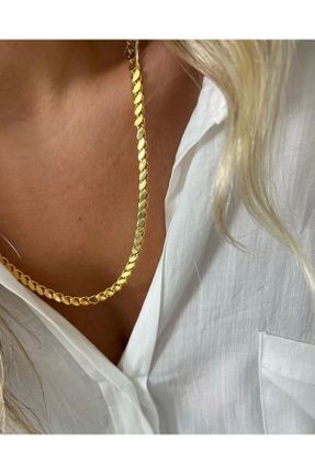 گردنبند استیل طلائی زنانه استیل ضد زنگ کد 760030964