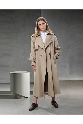 ترنچکت قهوه ای زنانه پنبه ای Heggo - کد 762534038