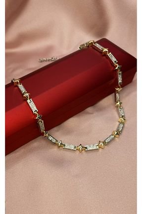 گردنبند جواهر طلائی زنانه استیل ضد زنگ ismim bijuteri - کد 762294680
