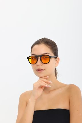 عینک آفتابی نارنجی زنانه 46 UV400 استخوان مات گربه ای کد 762307053