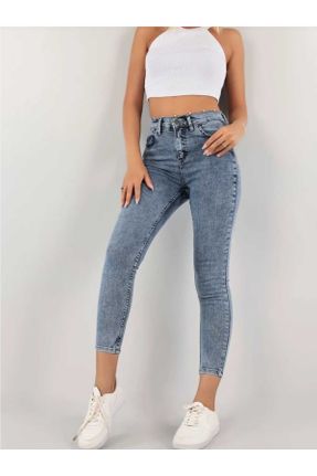 شلوار جین آبی زنانه پاچه تنگ فاق بلند جین جوان بلند کد 757682375